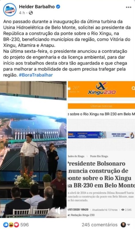 Bolsonaro vs Helder: Bolsonaro lista ações do governo federal no Pará