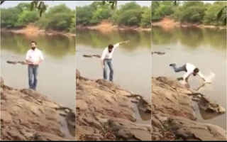 "VIRALIZOU": Candidato cai no rio ao gravar propaganda eleitoral