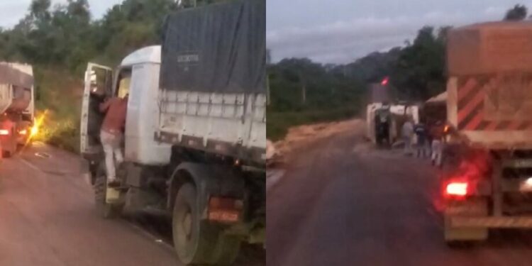 Após acidente na estrada, homem grava motorista visivelmente embriagado na BR-163