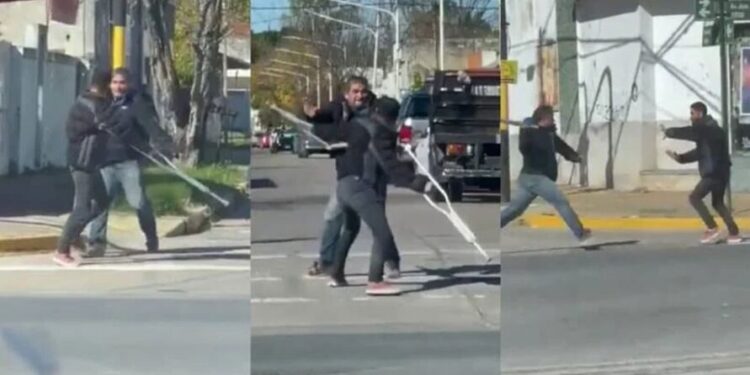 Homem com muletas surpreende ao sair correndo de briga