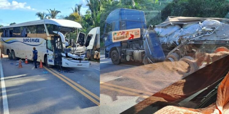 Acidente gravíssimo envolvendo ônibus e carreta deixa mortos e feridos na BR-163