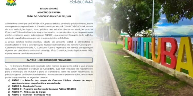 Edital do Concurso Público de Itaituba é Republicado com Alterações Salariais Edital do Concurso Público de Itaituba é Republicado com Alterações Salariais
